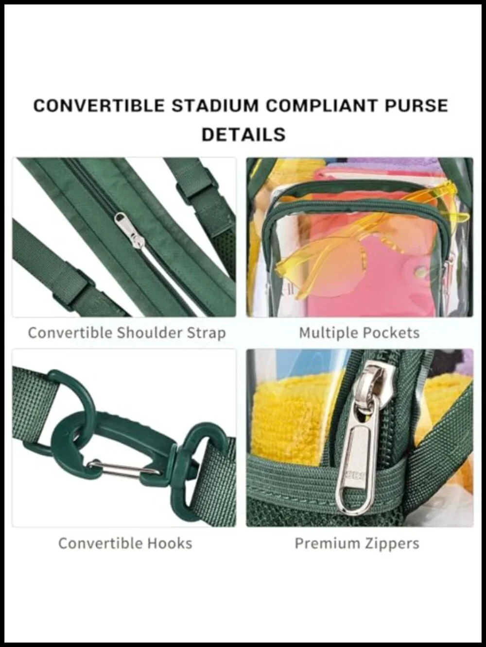 Convertible Clear Mini Backpack Sling Bag PVC Stadium Approved